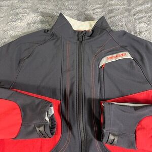 Specialized Mens Cycling Jacket Black Red Full Zip Fleece Lined Size Large AP005